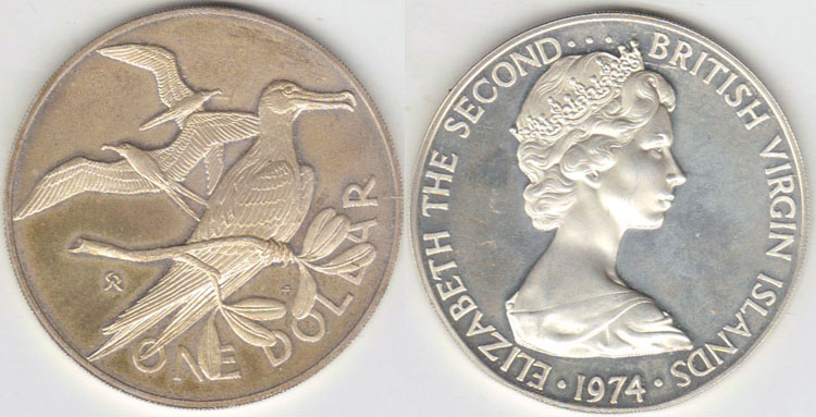 1974 British Virgin Islands silver $1 (Proof) A002722